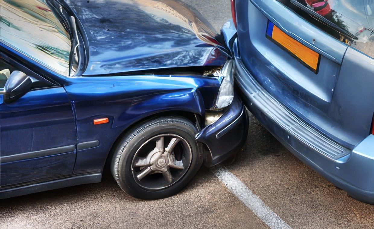 Car with front-end crash damage waiting for accident towing in Perth