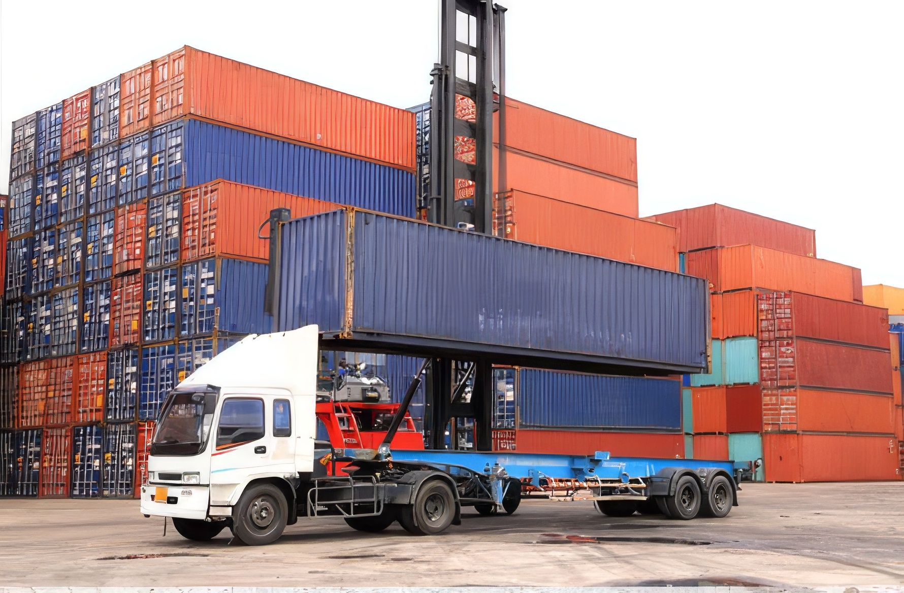 Shipping container being transported on a truck in Perth